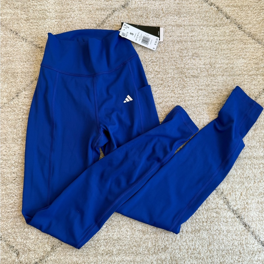 NWT adidas training tights size S, semi lucid blue
